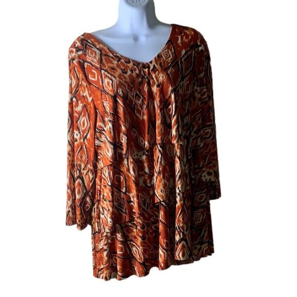 Vintage Susan Graver Blouse Geometric Womens Size Medium Long Sleeve Layered Top - Picture 3 of 10